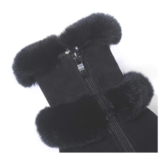 Womens Snow Wedge Winter Warm Faux Ankle Boots - Picture 3 of 7